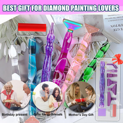Heyseri Diamond Painting Pen, “Screw Tip, Tighter Hold”, Diamond Art Pen with Screw Thread Metal Tips, Tight Grip, 6 Painting Glue Clay