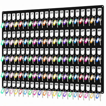 Beeveer Acrylic Key Board with 100 No. Hooks Wall Mount Key Rack Holder Hanger Storage Collection for School, Garage, Car Dealer, Office, Real Estate, Hotel (Black)