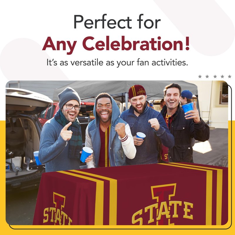 Victory Corps Iowa State Cyclones College Sports Printed Table Throw - NCAA Licensed - Polyester - School Tablecloth (Red) (6' Draped)