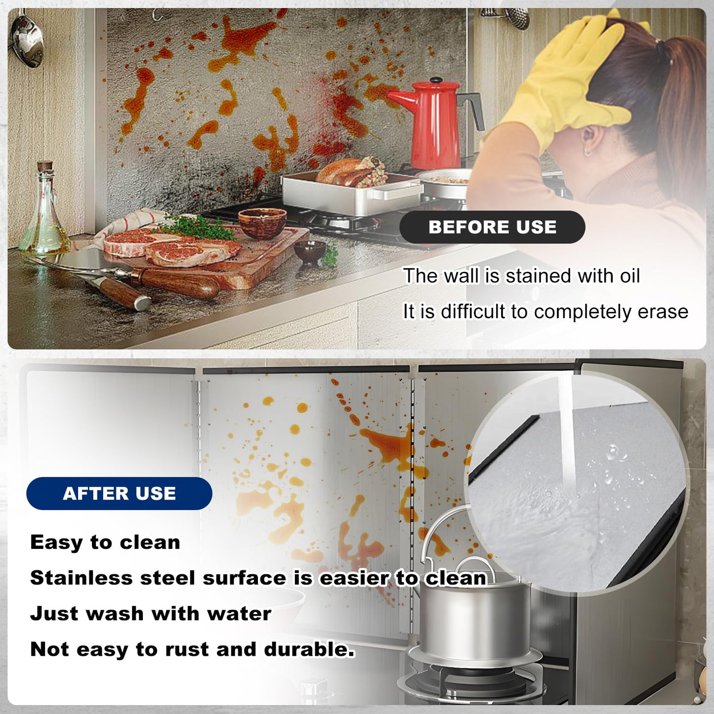 Tylulikaty 3 Sided Splatter Guard,Foldable Stainless Steel Oil Splatter Screens for Frying,Oil Splash Insulation Board,Nonstick Oil Splatter Guard Stove Insulation Board(L: 15" x W: 11.4" x H: 12")