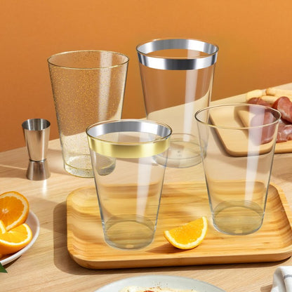 Byvivace 200Counts 12 OZ. Hard Plastic Cups Fancy Disposable Cups for Party, 12 Ounce Clear Elegant Wedding Cups Disposable Wine Glasses for Parties