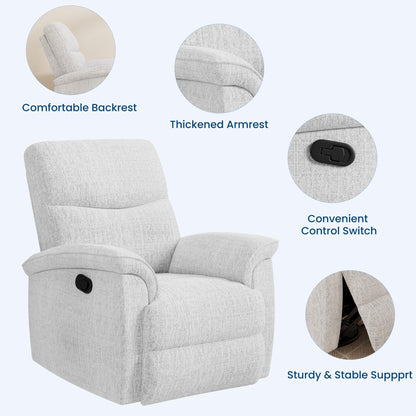 Garvee Swivel Rocker Recliner Chair, Nursery Rocker Recline Chair, Manual Chenille Reclining Armchair with 38.6" w Seat, 350 Lb Capacity, Oversized Single Sofa for Living Room Bedroom,Beige