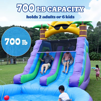 26FT(L) Commercial Grade Water Slide for Adults, (Double Slides) (Heavy Duty Full PVC) (Big Airtight Water Pool), (1100w UL Blower), Inflatable Waterslide for Backyard, Outdoor Blow up Park