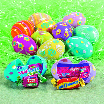 24 Pack Fun Express Candy Filled Easter Eggs Bulk - Pre-Filled Plastic Eggs with Assorted Sweet Treats for Easter Egg