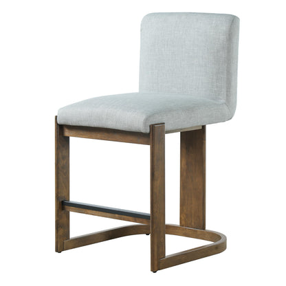 Christopher Knight Home Morant Counter Height Bar Stools Set of 2, 24" Wood Bar Stool for Kitchen Island, Modern Upholstered Kitchen Island Chairs with Wood Frame and Metal Footrest, Light Grey+Walnut