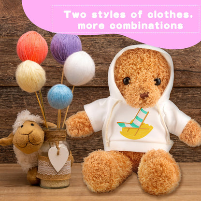 20 Pcs Stuffed Animal Toy White Clothing Sublimation Blank Bear Clothes Include 10 Teddy Bear Blank Hoodie 10 Teddy Bear White Shirt for 15 Inch Stuffed Bears Dolls DIY (Color Style 1)