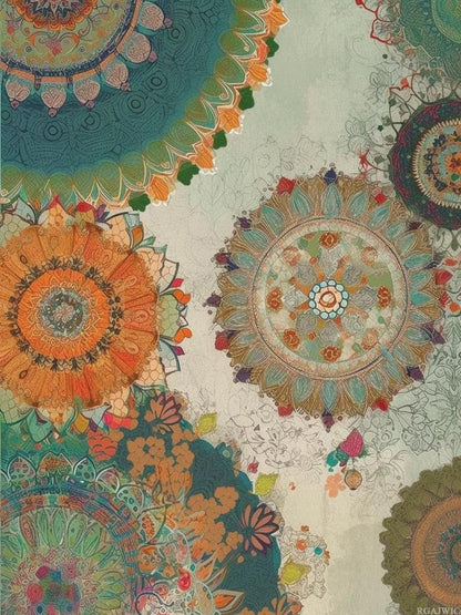RGAJWIC Mandala Diamond Art Diamond Painting Vintage Flower Diamond Art for Adults Flower Gem Painting Crafts for Christmas Gift Art Craft Kit 12x16 inch