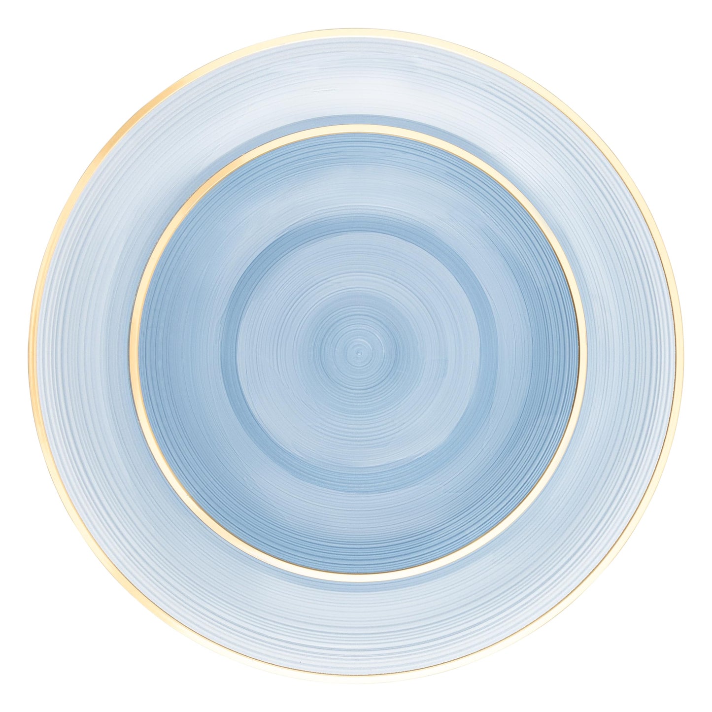PLASTICPRO 32 Pieces Crystal Design Plastic Plates Combo Pack 7 inch and 10 inch Gold Rim Elegant Disposable Plates, Transparent Blue