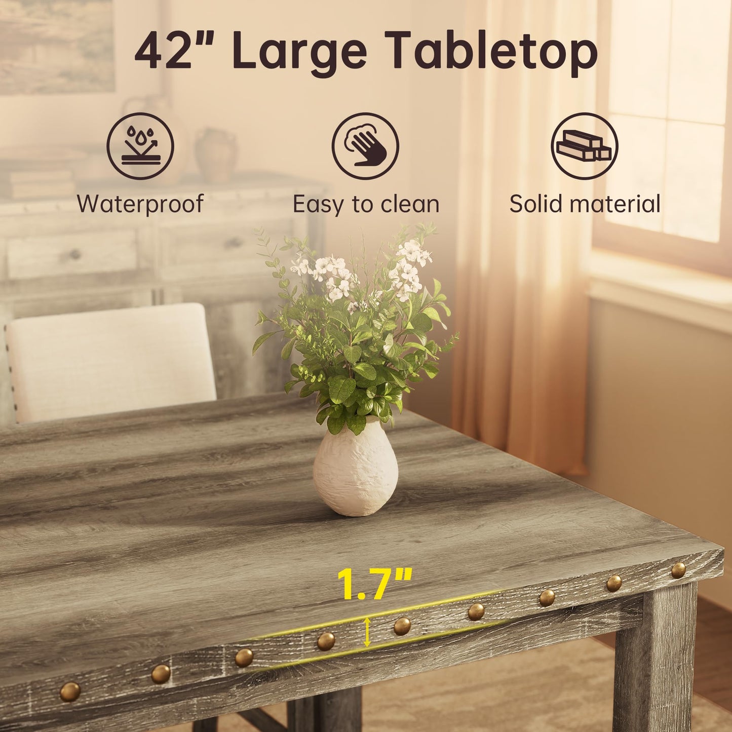Farati Counter Height Dining Table Set for 4,Farmhouse Dining Table Set for 4,Square Bar Kitchen Dining Table with 4 Bar Stools,High Dining Table and Chairs for Dining Room, Kitchen