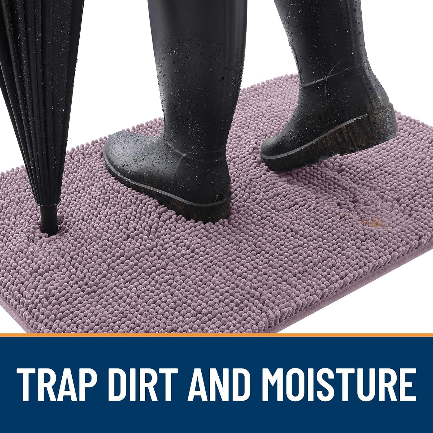 OLANLY Dog Door Mat - Absorbent Non-Slip Chenille for Muddy Paws | 59x20 Deep Plum Indoor Carpet