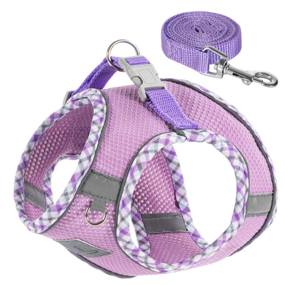 TomteNisse Dog Harness and Leash Set - No Pull Soft Breathable Small Dog Harness, Adjustable Reflective Step in Vest for Puppy, Kitten, Cats