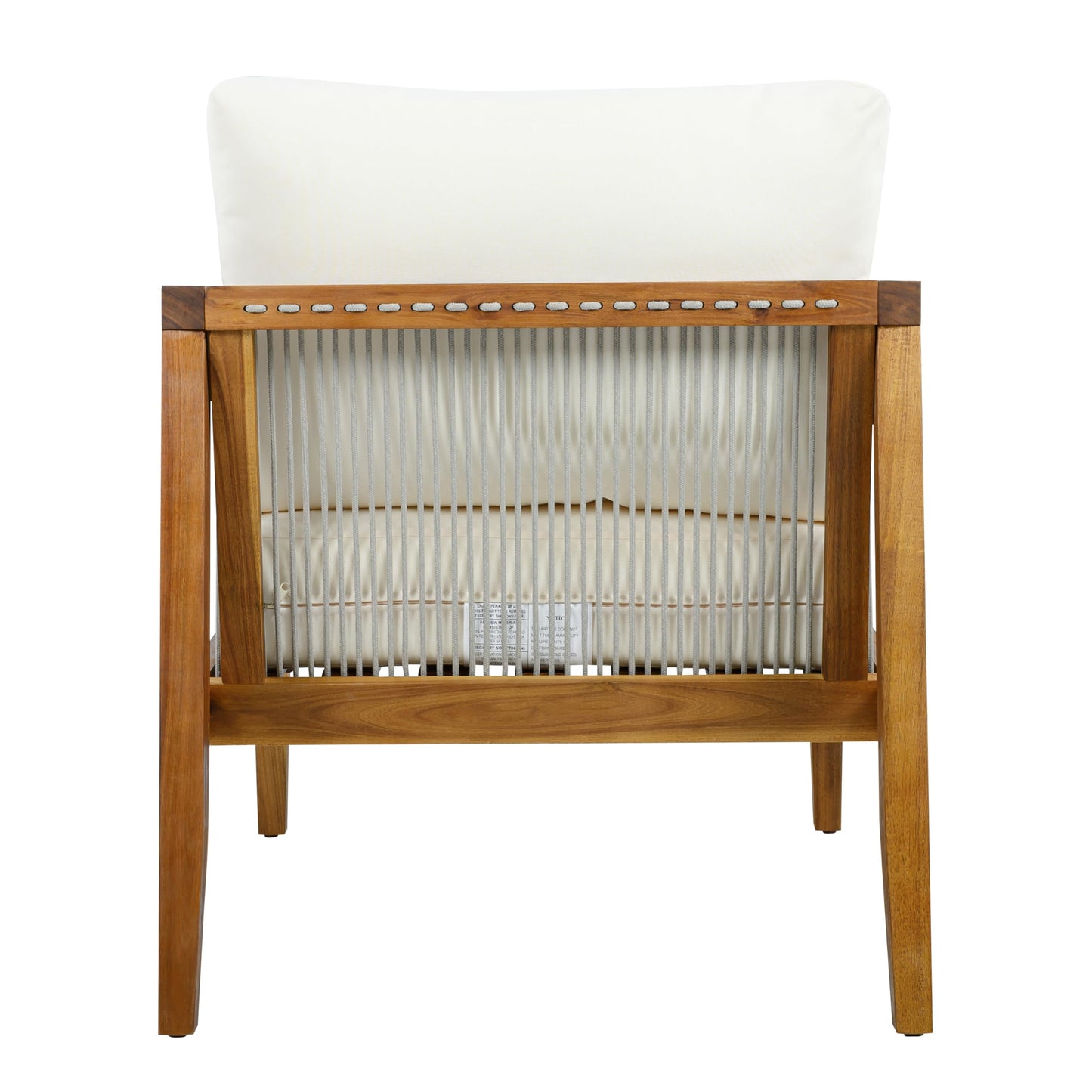 Christopher Knight Home Lalulu Acacia Wood Lounge Chair Outdoor with Removable Cushion, Solid Wood Patio Accent Chair with Woven Rope Accents, Patio Furniture Set Sofa Chair, Beige+Teak