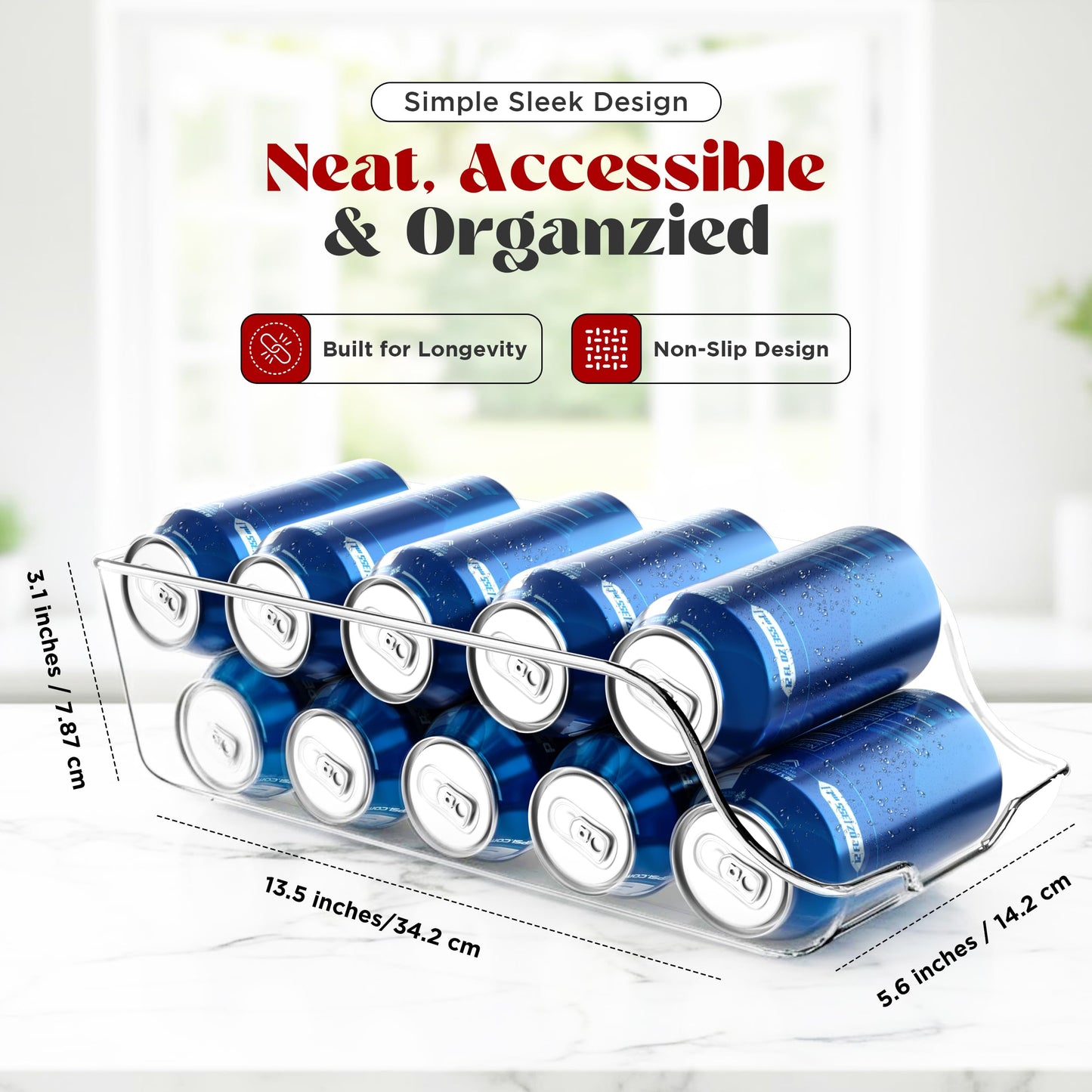 Utopia Kitchen Soda Can Organizer and Dispenser for Refrigerator/Pantry - Durable Can Storage Organizer Fridge & Kitchen Organization - (Clear, Set of 4)