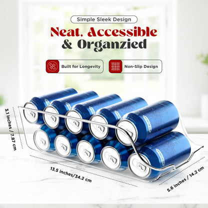 Utopia Kitchen Soda Can Organizer and Dispenser for Refrigerator/Pantry - Durable Can Storage Organizer Fridge & Kitchen Organization - (Clear, Set of 4)