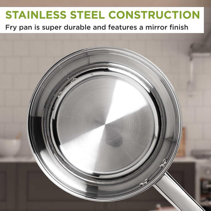 Ecolution Classic 8-Inch Stainless Steel Fry Pan, Professional Quality Sauté, Comfort Grip Riveted Handles