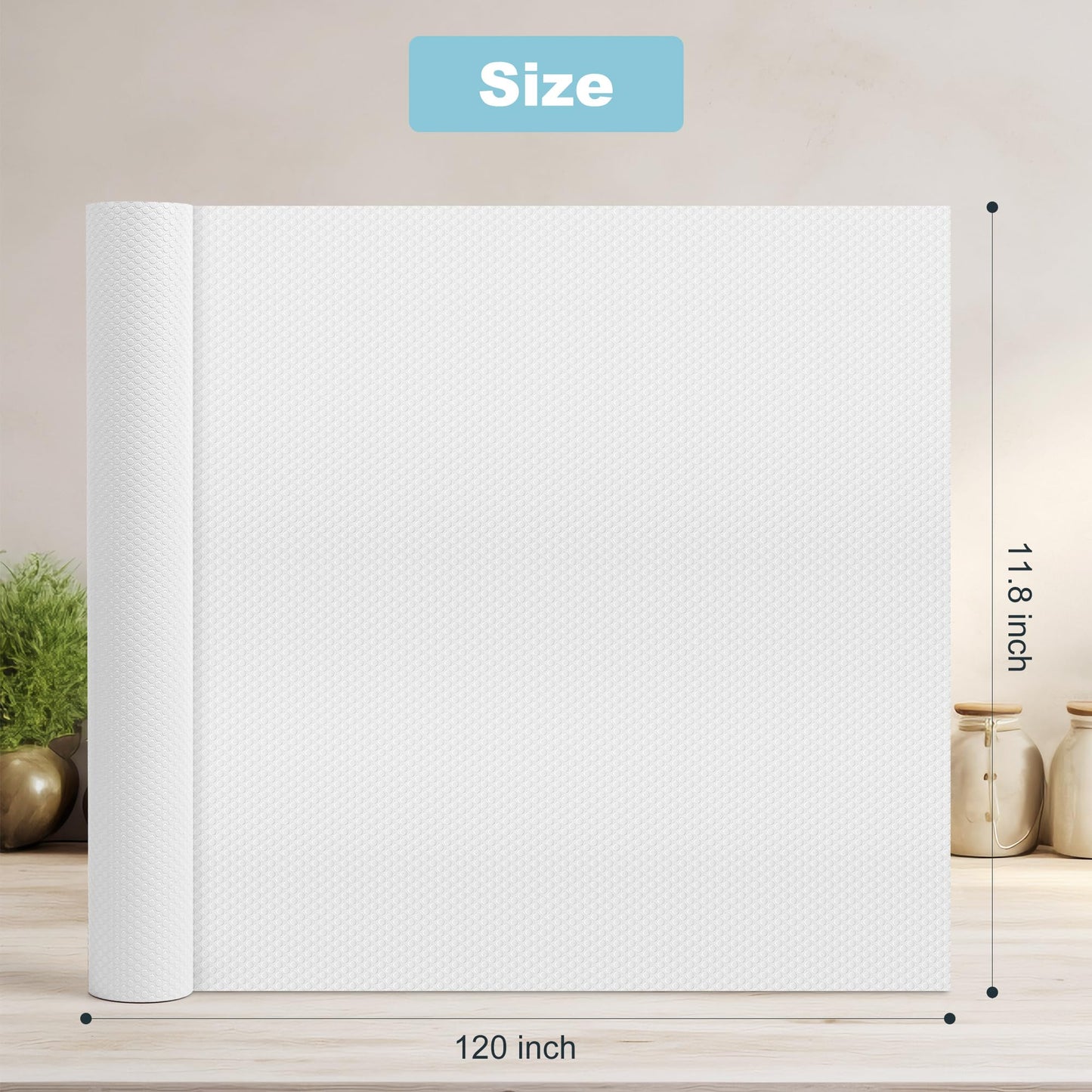 PABUSIOR White Self-Adhesive Drawer Liner: 11.8 Inch x 10 FT Kitchen Cabinet Paper - Easy to Cut Waterproof Shelf Liner for Narrow Pantry Shelves