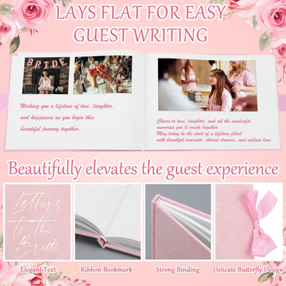 Eaasty 11.4 x 8.1 Inch Wedding Guest Book Letters to the Bride Scrapbook with 12 Pcs Pen 120 Page Wedding Memory Book Bridal DIY Scrapbook for Engagement Bridal Shower Party Supplies(Modern Style)