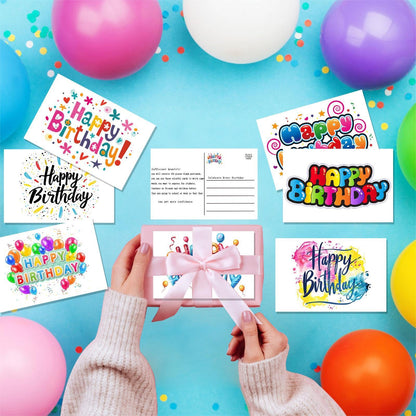 Pinovk 100 Pack Happy Birthday Postcards - Assortment Bulk Birthday Postcards Blank Happy Birthday Postcards 4x6 Inches, 10 Unique Designs, Ideal for Kids, Men, Women, and Elderly