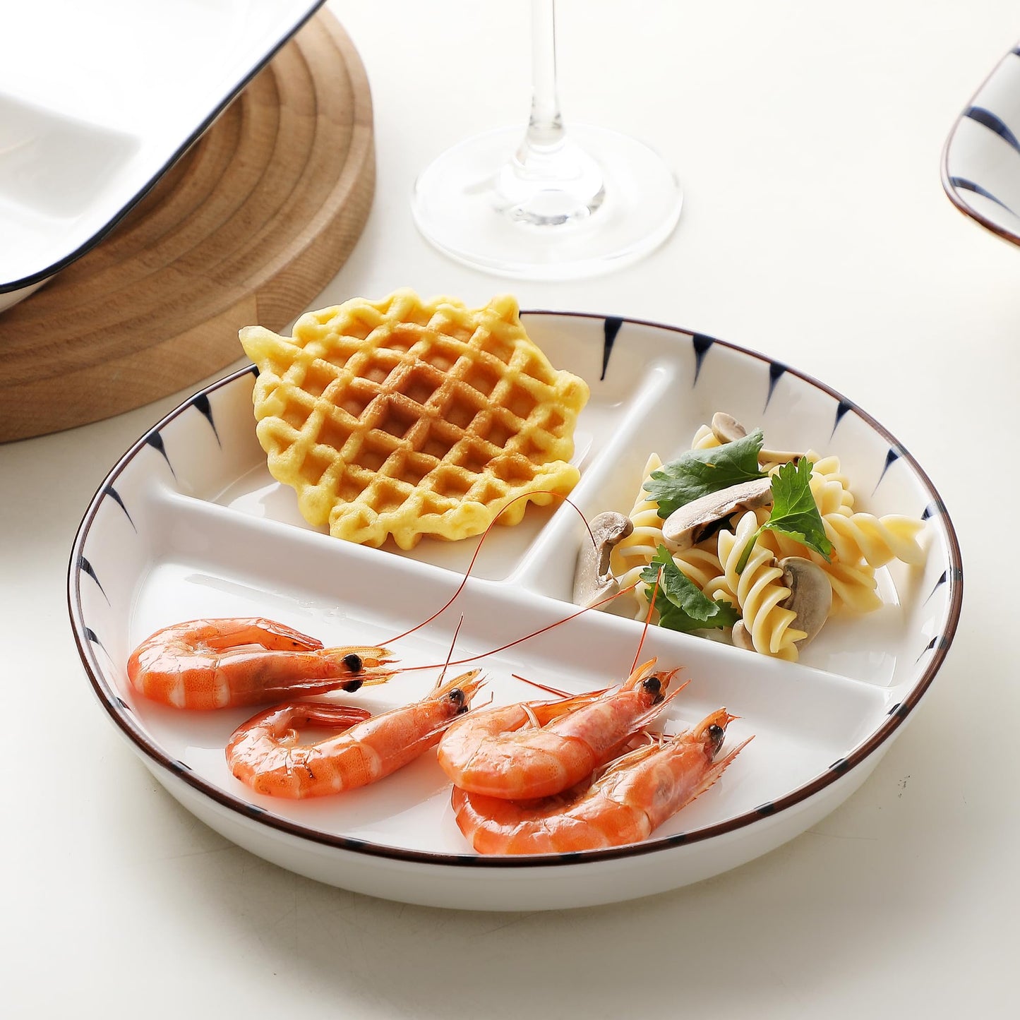 Acyhggi 8 Inch Porcelain Divided Plate Set, 3-Piece Ceramic Dinnerware for Portion Control, Weight Loss, Breakfast, Lunch, Salad - Microwave & Dishwasher Safe