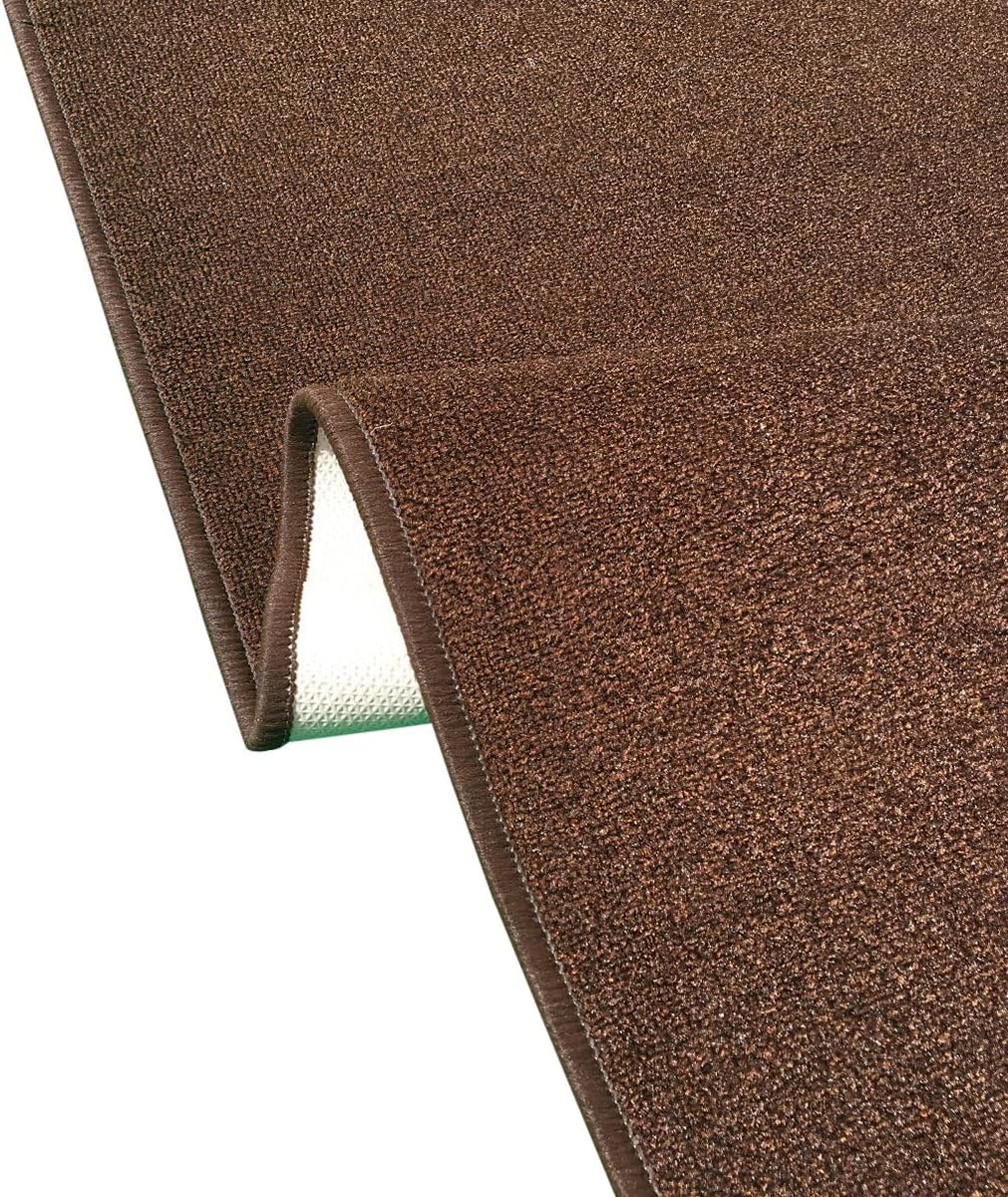 Kapaqua Custom Length Runner Rug, Solid Color Non Slip Rubber Backing for Hallway Stair Kitchen Living Room, Coffee