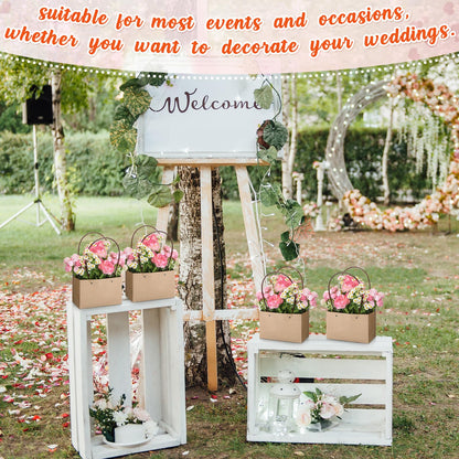 6 Set Mother's Day Flower Gift Boxes with Floral Foam Blocks, Bouquet Carrier Bags with Handle, Paper Flower Box for Bouquet, Floral Arrangement Box for Birthday, Wedding Party Favor(Brown)