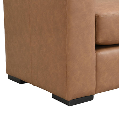 Christopher Knight Home Mosley Faux Leather Upholstered Ottoman Bench, Rectangular Foot Stools Ottoman, Wooden Ottoman Footrest, Bedroom End of Bed Footstool, Living Room Sofa Extra Seat, Brown