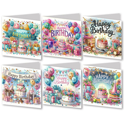 DIY Diamond Greeting Cards Set, 5D DIY Diamond Art Painting Festival Style Greeting Card, DIY Christmas Card Making Kits for Family Friends Handmade Gift-#28-Birthday