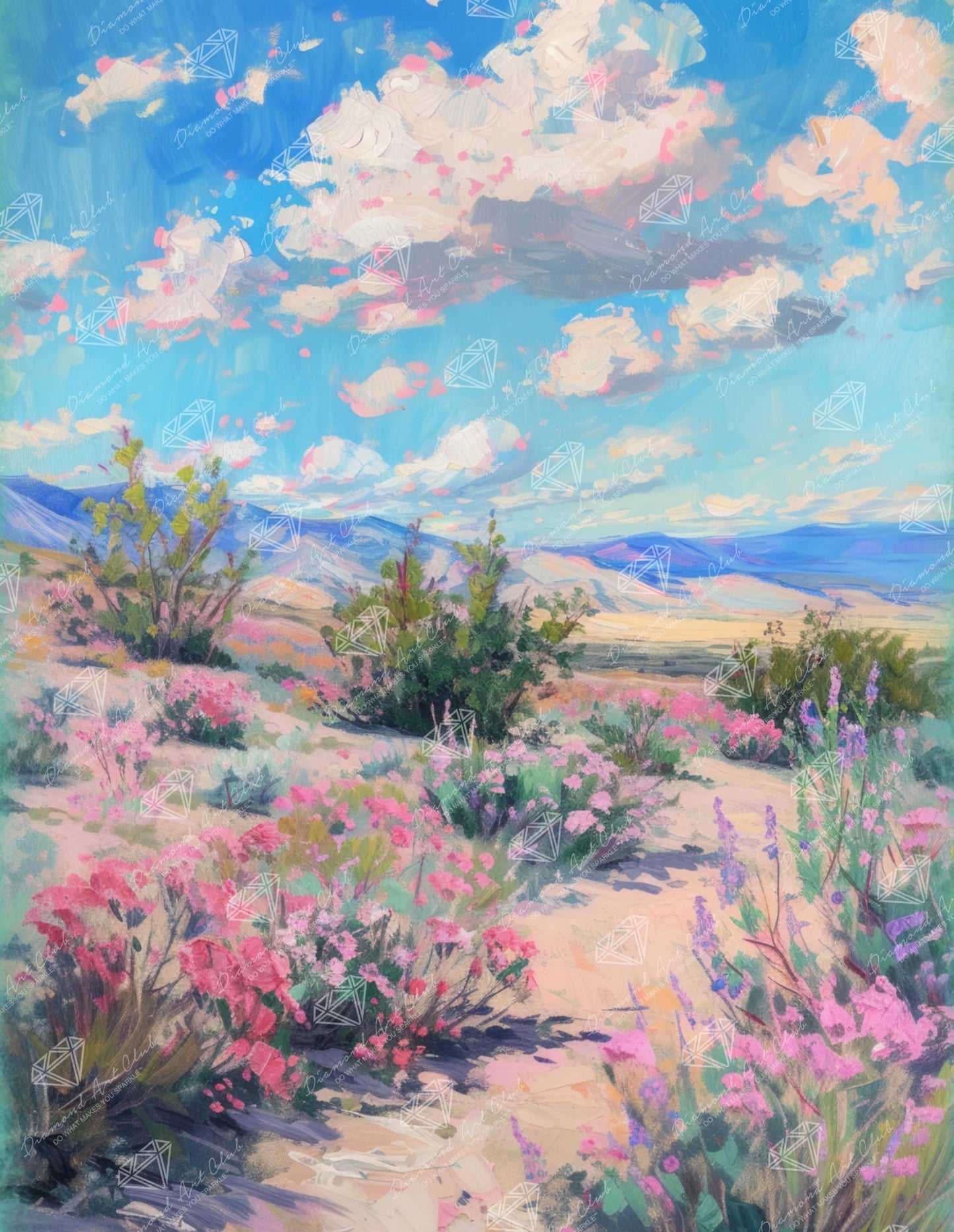 DIAMOND ART CLUB Impressionist Desert Scene Diamond Painting Kit, Fun DIY Crafts for Adults, Round Diamond Art Canvas, 13" x 17" (33 cm x 42.7 cm)