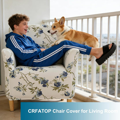 1 Sofa,A43 CRFATOP Printed Stretch Chair Slipcovers with Arms for Living Room Piece Accent Chair Covers Soft Banquet