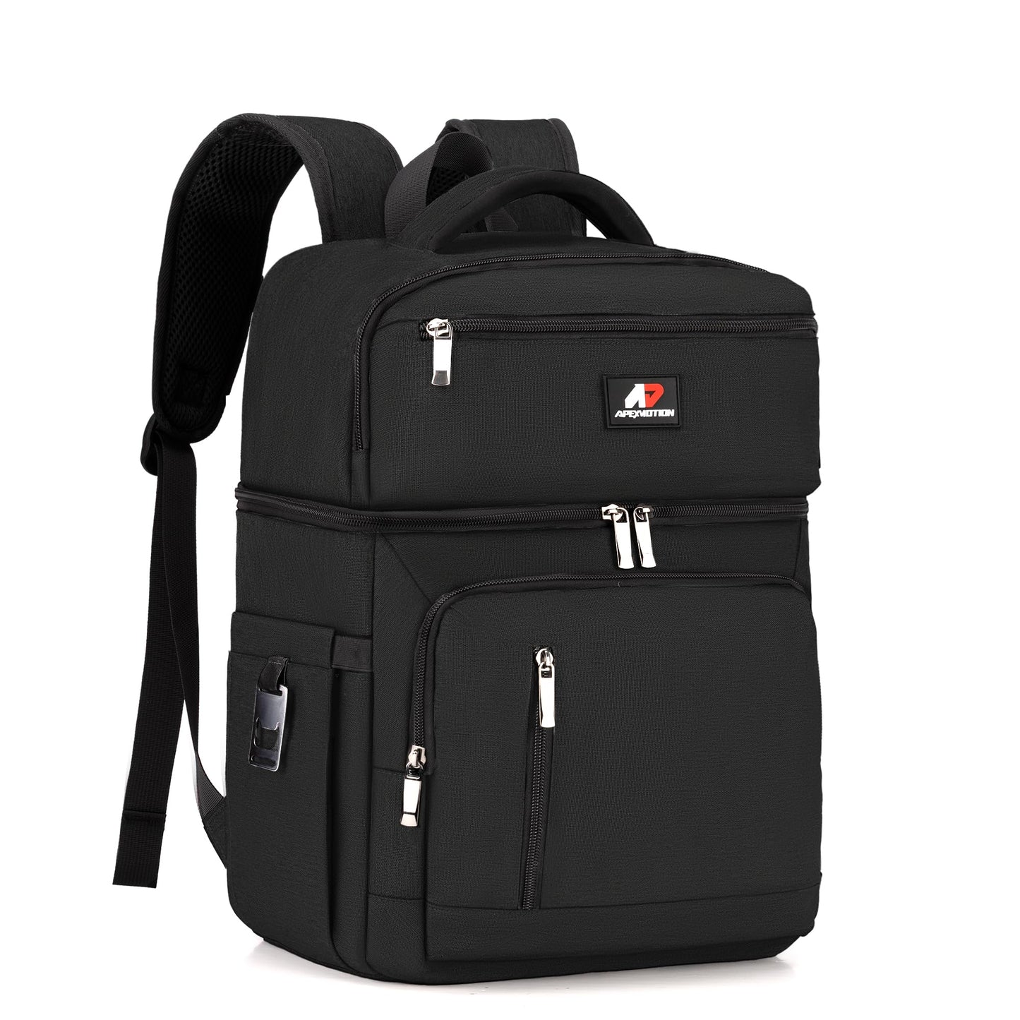 COOLJOB Insulated Cooler Backpack for Men Women, Leakproof Lunch Bag with Waterproof Liner, Double Roomy Deck, RFID, Black
