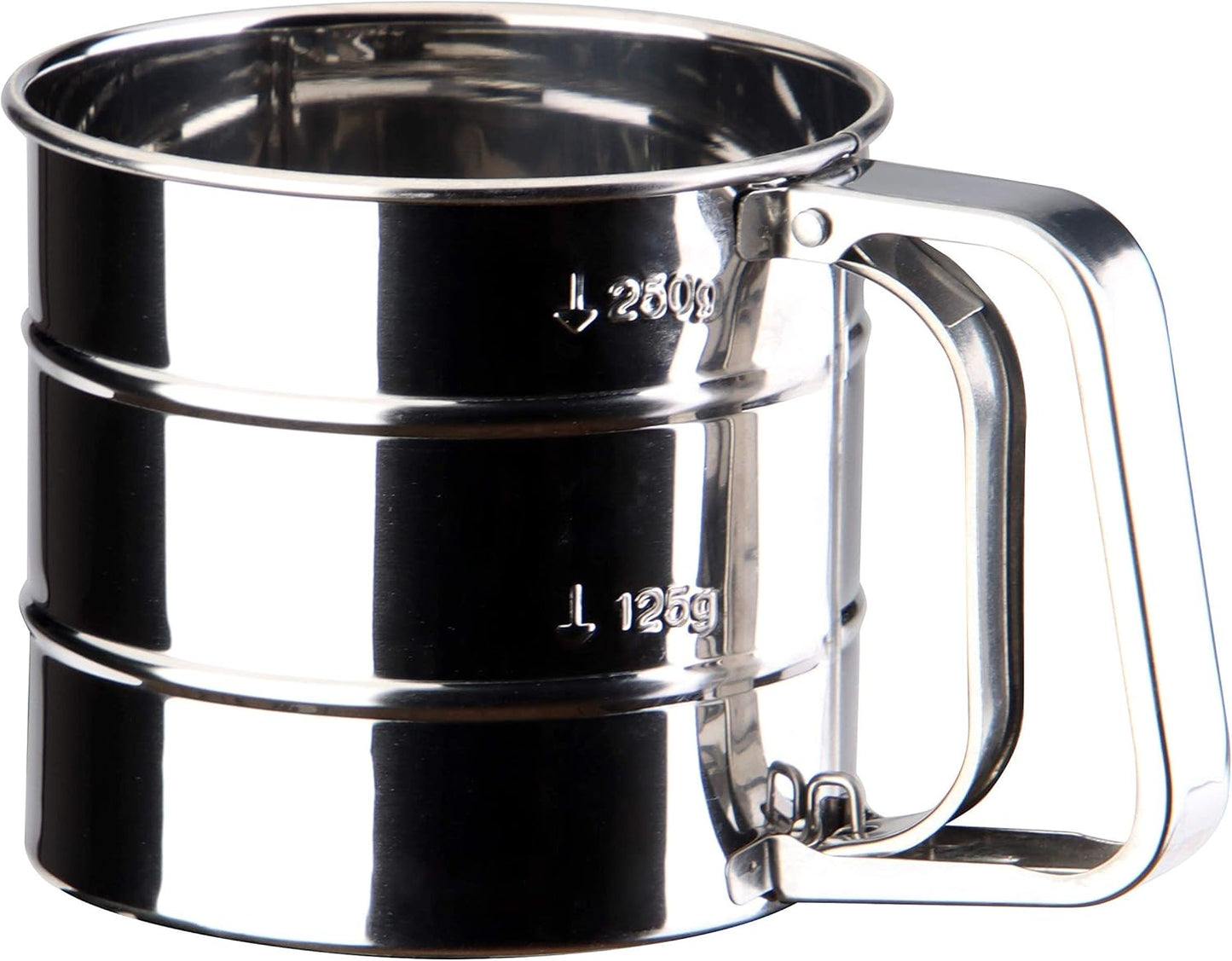 2.5 Cup Flour Sifter - Semi Automatic Small Baking Sieve, Stainless Steel, Fine Mesh Sieve Flour Duster