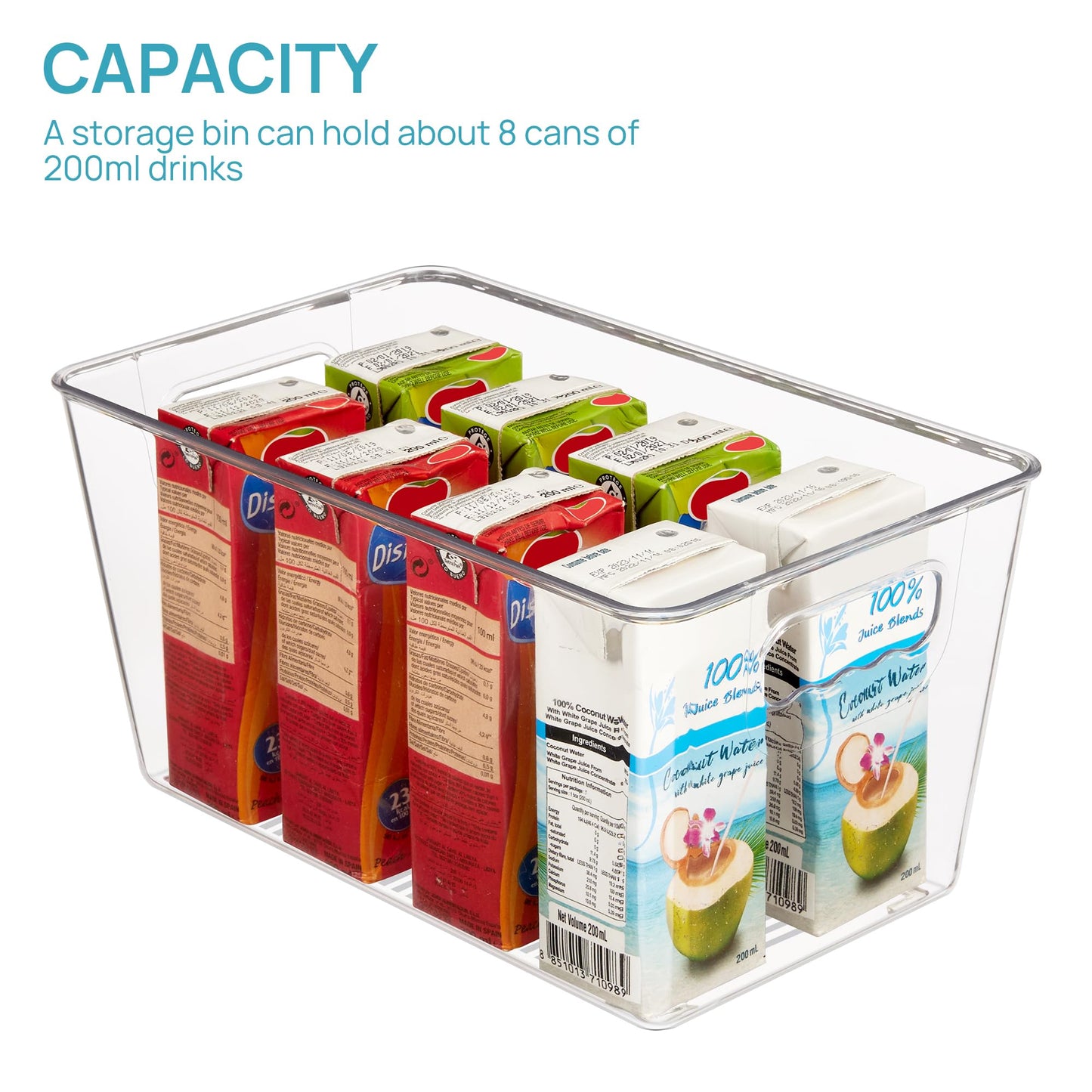 Vtopmart 6 Pack Clear Storage Bins, Pantry Cabinet Organizer Bins with Handle for Pantry Organizer and Storage, Plastic Bins for Fridge, Cabinet, Kitchen, Countertops, Cupboard, Freezer, Medium