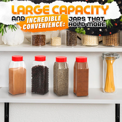 2Pcs Large Seasoning Containers with Wide Mouth for Easy Filling – 32 Oz Spice Containers with Dual Shake Airtight Lids for Spices | Transparent Seasoning Shaker, Durable & Odor-Resistant Spice Shaker