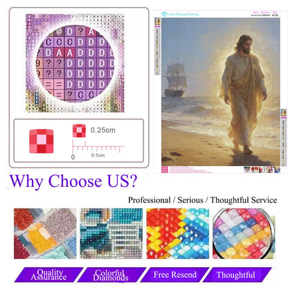 Lvmuu Jesus Diamond Painting Kits for Adults, Large 5D Full Square Drill Diamonds Art Kits for Beginners, Religions Paint By Number with Shiny Diamonds Beads DIY Gem Art Craft Home Wall Decor 40x50cm