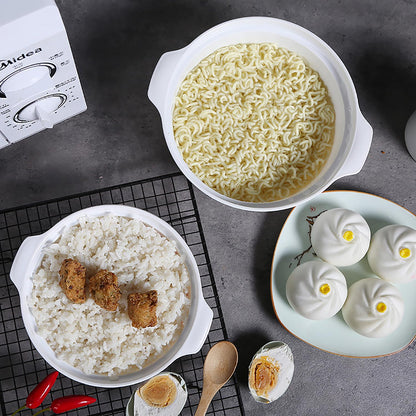 POYIPI 2 PCS Microwave Ramen Bowl with Lid Ramen Cooker Soup Containers Noodles Bowl Microwave Safe Mixing Bowls Microwave Steamer with Handls Microwavable Cookware for Office, College Dorm