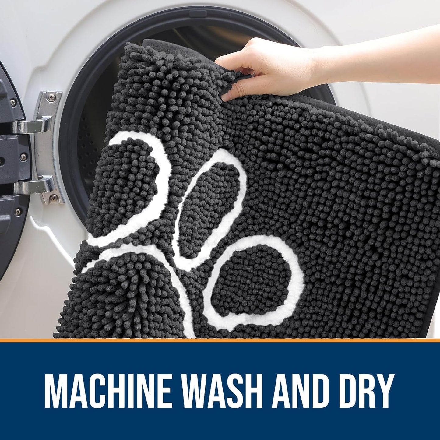 OLANLY Dog Door Mat - Absorbent Non-Slip Mud Mat for Paws | 70x32 Dark Grey Chenille Design