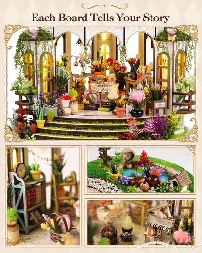 Vaki Vaki [2026 New] Hanging Garden Miniature House Kit with LED Light, Book Nook Kit with Cover for Birthday, 3D Wooden Bookends Puzzle Bookshelf Decor Building Kit Birthday Gifts for Family, Friends