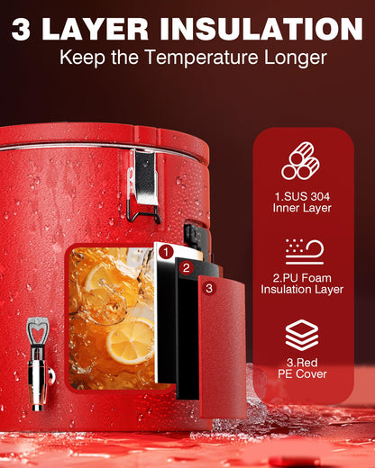 PYY Insulated Beverage Dispenser 8 Gallon - Hot Drink Dispenser with 304 Stainless Steel Interior & Spout, Commercial Thermal Container for Hot and Cold Drink, Portable Outdoors Water Cooler Jug