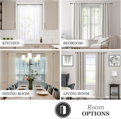 Kenney Chelsea Ball End Window Curtain Rod, Adjustable 28 to 48 Inches, Extendable Set, Black