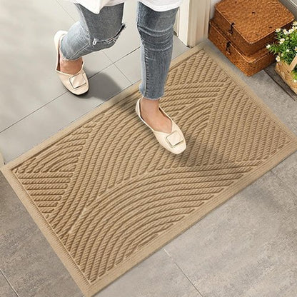 HIYARD Sturdy Front Door Mat - Absorbent, Non-Slip, Stain Resistant | 36x24 Beige Indoor/Outdoor Mat
