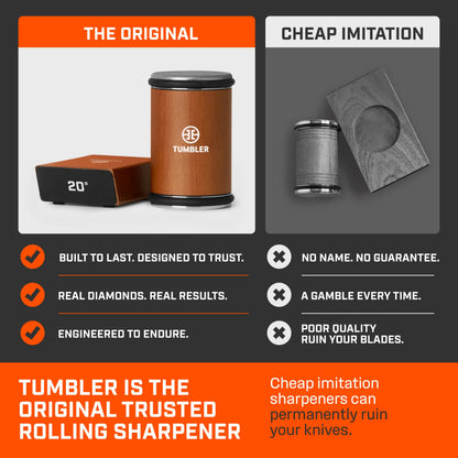 TUMBLER Pro Rolling Knife Sharpener™ - Knife Sharpening Made Easy - Ultimate Gift for Father's Day - Kit with Removable Disc System - 4-Layer Diamond Sharpening Disc & EdgeBoost Ceramic Disc (Black)