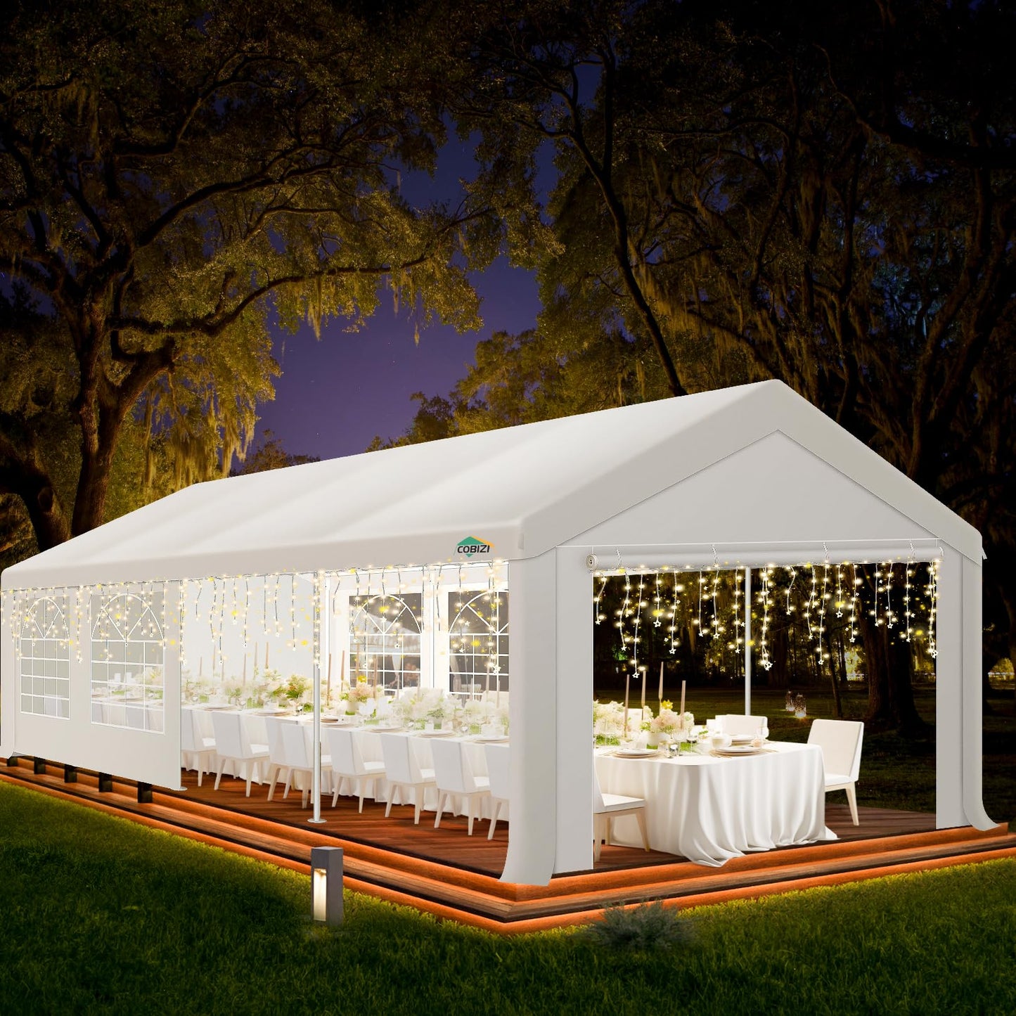 COBIZI 10x30 Party Tent Heavy Duty, Large Outdoor Wedding Tents for Parties with 8 Sidewalls & Built-in Sandbags,Waterproof Event Canopy Gazebo Commercial Tent for Carport,Camping,Patio,Windproof
