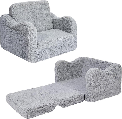 2-in-1 Kids Couch for Toddlers, Kids Sofa Chair, Comfy Soft Foldable Toddler Couch Chair for Girls and Boys