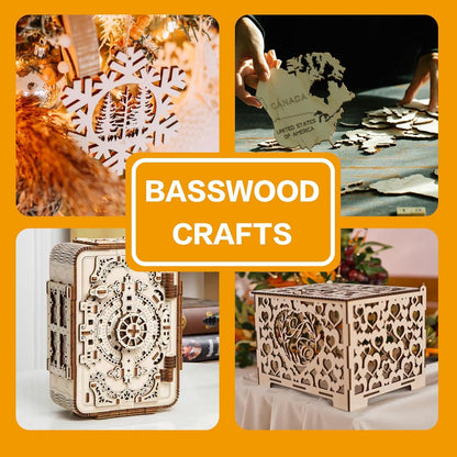 12 Pack Basswood Sheets 1/8x12x12 Inch, Unfinished Wood for Crafts, 3mm Basswood for Laser Cutting Engraving, Wood Burning, Architectural Models, Plywood Board for Painting. (12x12x1/8inch)