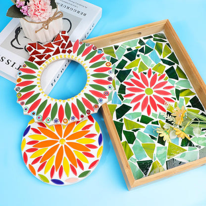 1.1lb Ceramic Mosaic Tiles for Crafts, Leaf Mosaic Pieces Porcelain Mosaic Tiles for Mosaic DIY, Stained Ceramics Supplies (Yellow)