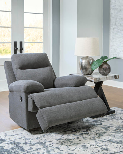 Signature Design by Ashley Yarrow Lane Classic Chenille Manual Pull Tab Reclining Loveseat, Gray