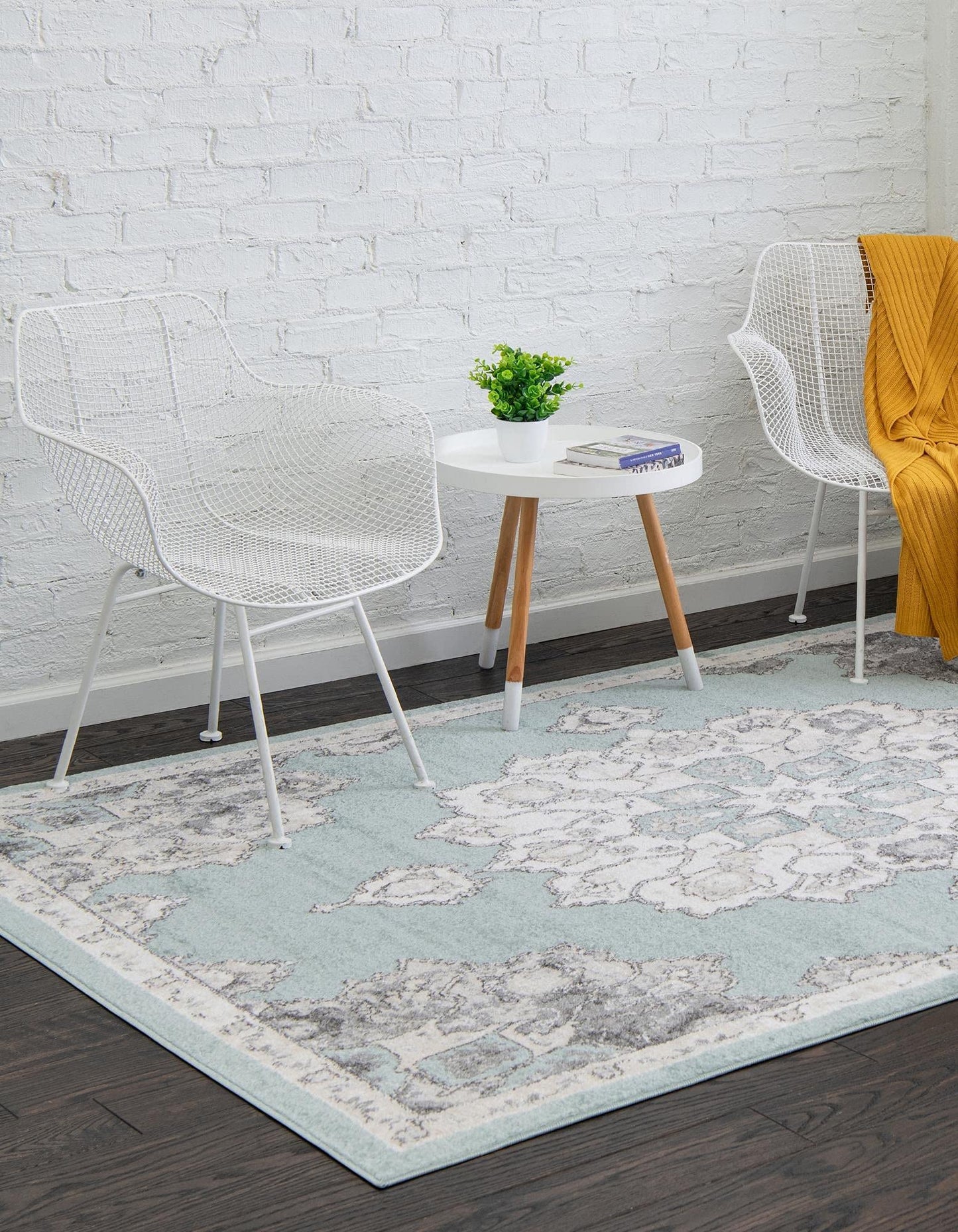 Unique Loom Parker Collection Area Rug - Kokulu (10' x 14' 1" Rectangle, Aqua/ Beige)