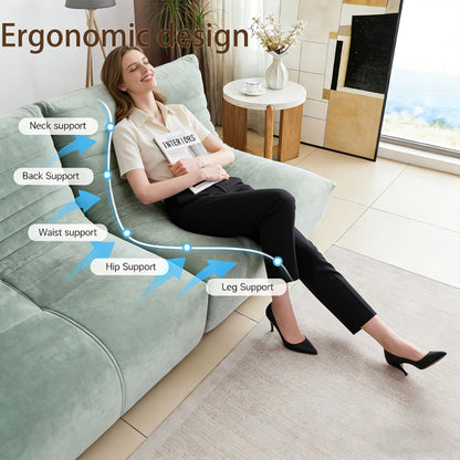 Bean Bag Chairs for Adults Premium Chenille Comfy Reading Chair Low Center of Gravity Lazy Sofa Lounger with Non-Slip Base for Living Room Bedroom Office Pale Green 51.18″