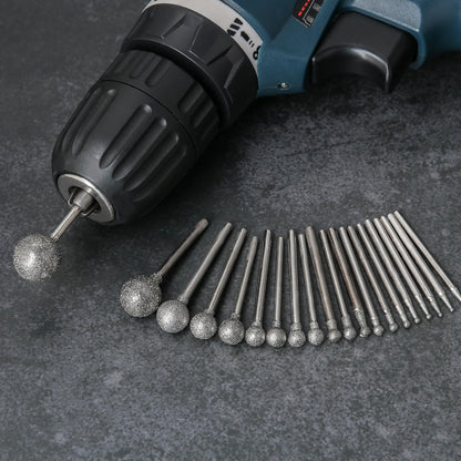 Stone Carving Set Diamond Burr Bits Compatible with Dremel, 20PCS Polishing Kits Rotary Tools Accessories with 2.35mm 3mm Shank Round Shape for Carving, Engraving, Grinding, Stone, Rocks, Jewelry