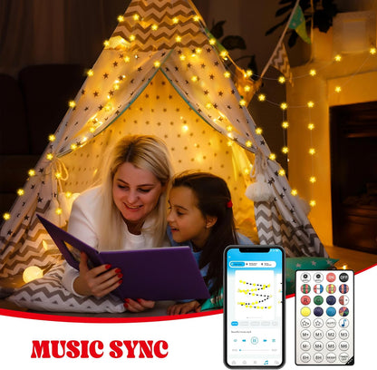 16.4 40 Smart Star Christmas Lights Indoor, FT LED USB Star Lights String, App & Remote Control, Timer Music Sync, Star